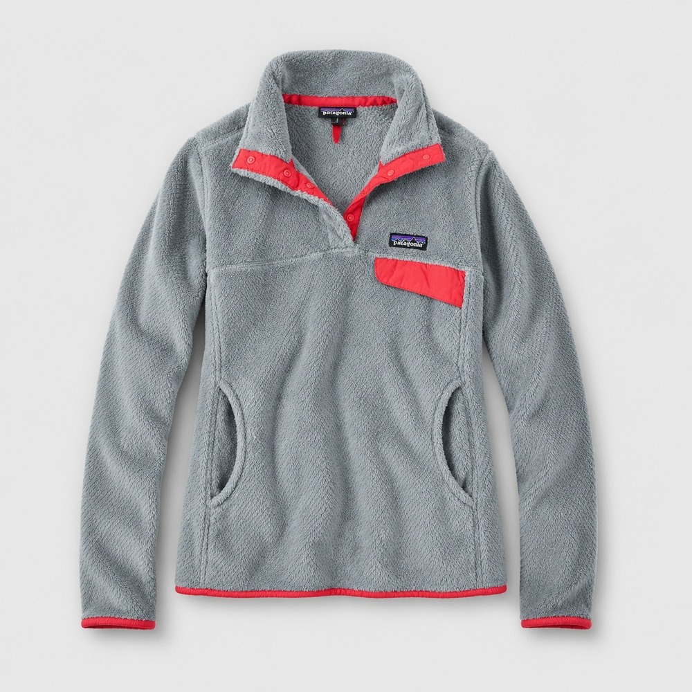 Patagonia Re-tool Synchilla Women S Gray Pink Snap Fleece Sweater Jacket Hiking